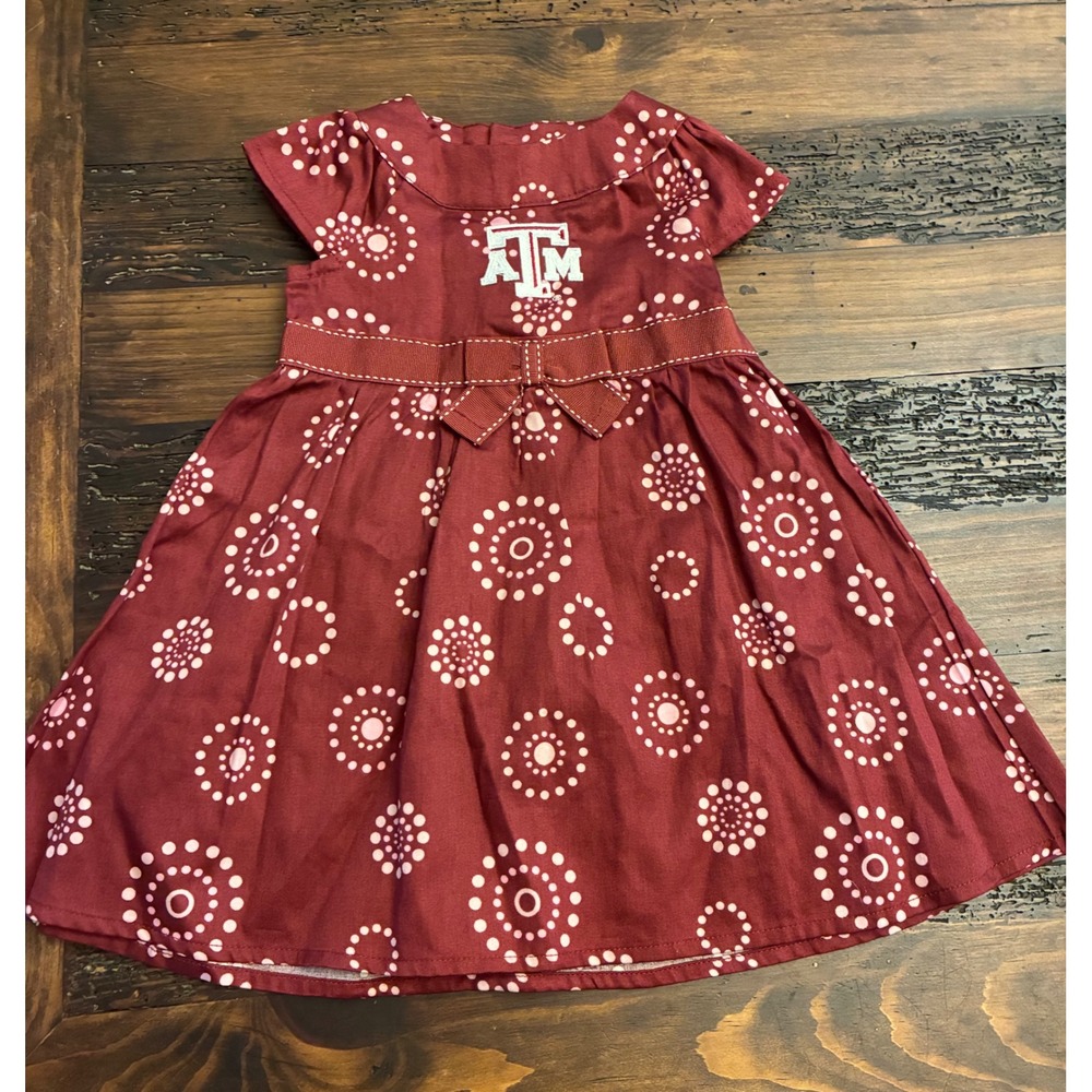 Texas A&M Dress Polka Dot Girls Size 12 Months Collegiate Fan Gear Embroidered